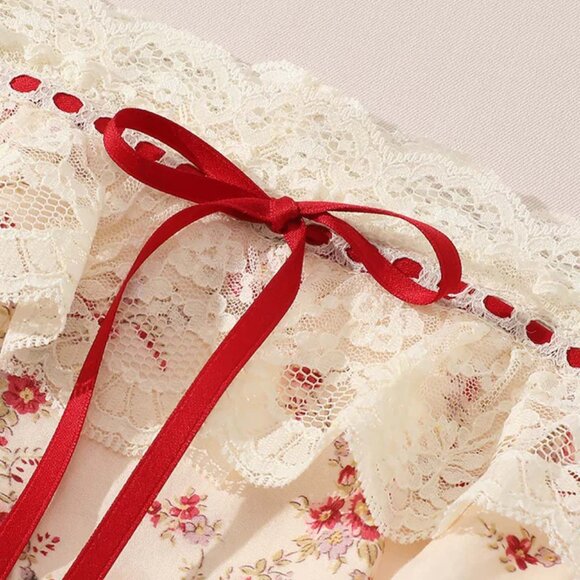 LACEMADE RED GARNET CORSET DRESS SIZE XS NWT Full sweep intricate ribbon lacings - Picture 2 of 8